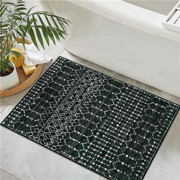 Moroccan Entry Rug 2x3, Non-Slip Washable Front Door Mat Indoor Rubber Backing - Picture 5 of 7